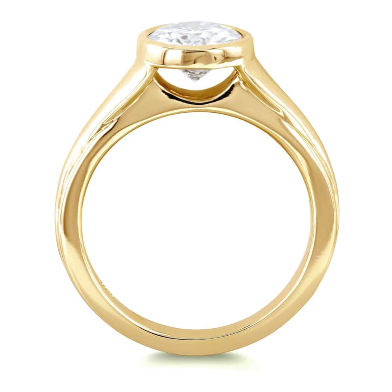 Annello by Kobelli 14k Yellow Gold 1 Carat Diamond Round Solitaire Bezel Engagement Ring