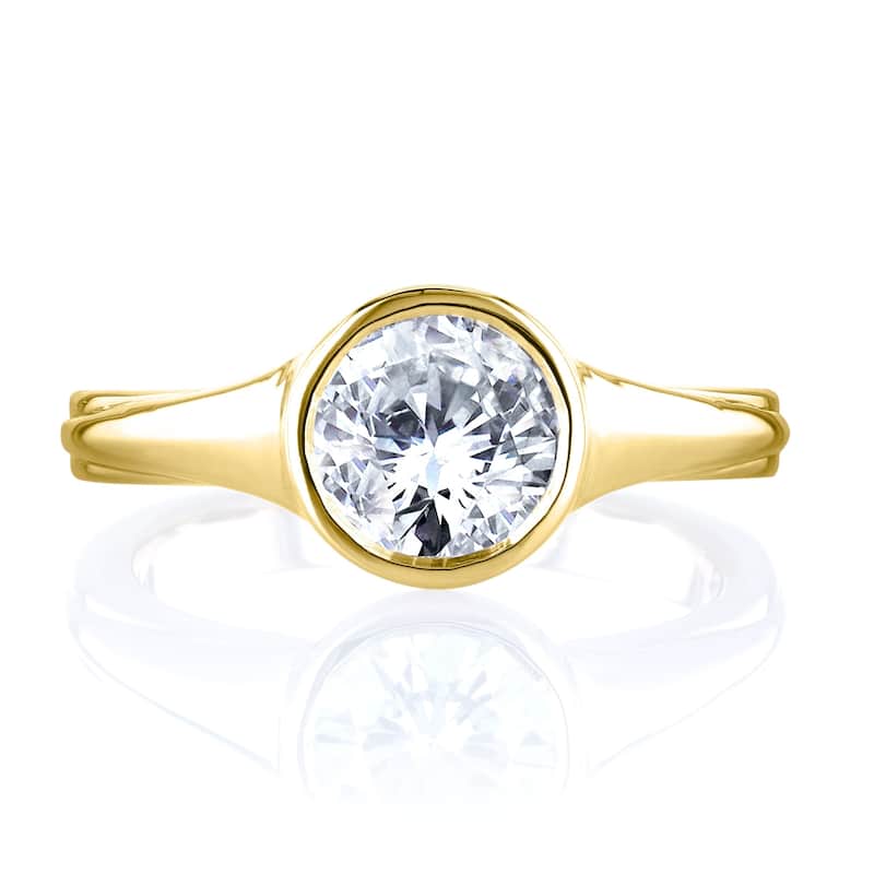 Annello by Kobelli 14k Yellow Gold 1 Carat Diamond Round Solitaire Bezel Engagement Ring