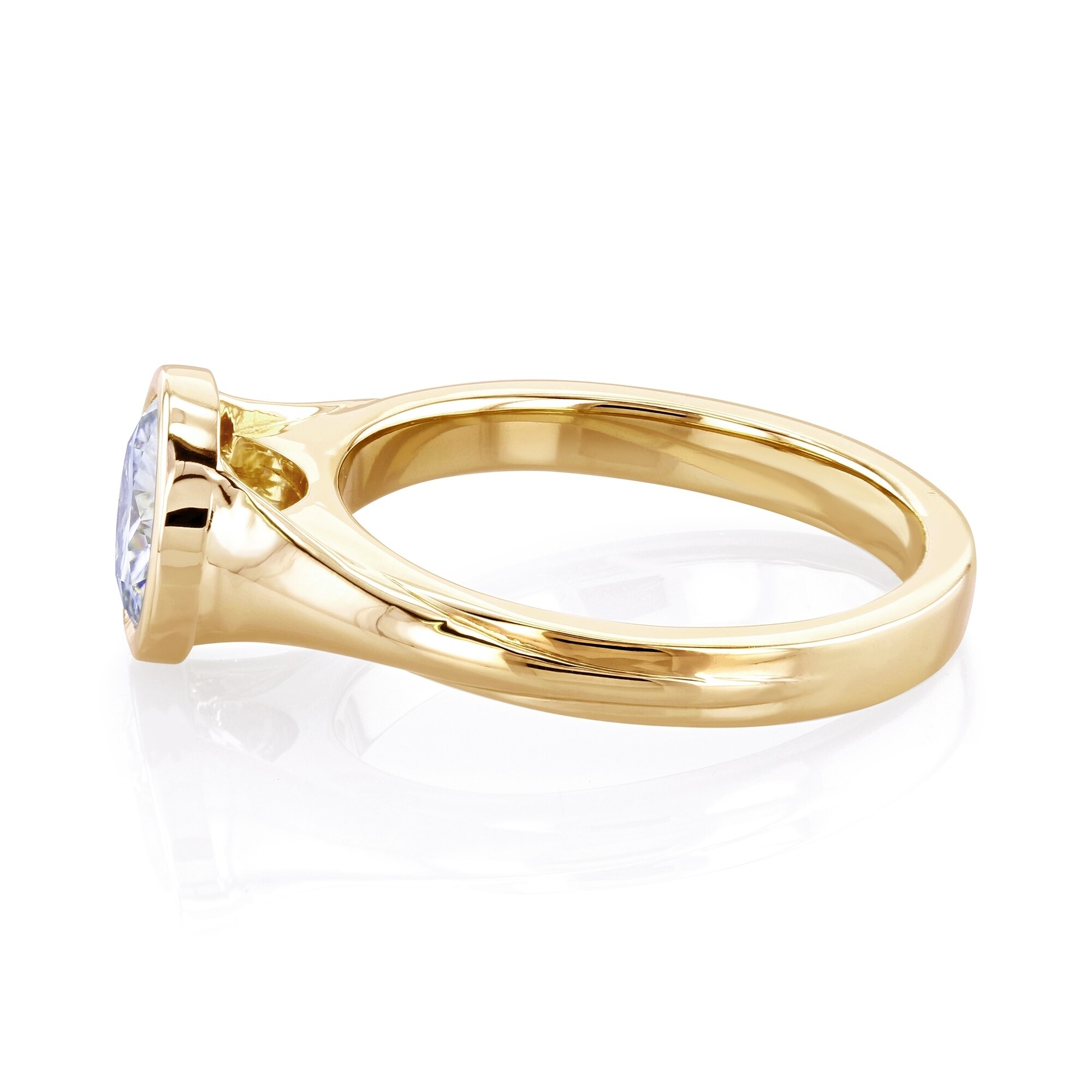 14K Solid Yellow Gold 1 Carat Solitaire Engagement Ring – Round Brilliant CZ, White/Colorless, Stackable, Bridal Jewelry For Women