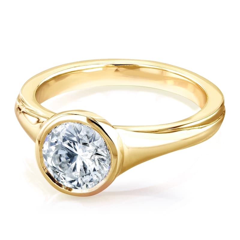 Annello by Kobelli 14k Yellow Gold 1 Carat Diamond Round Solitaire Bezel Engagement Ring