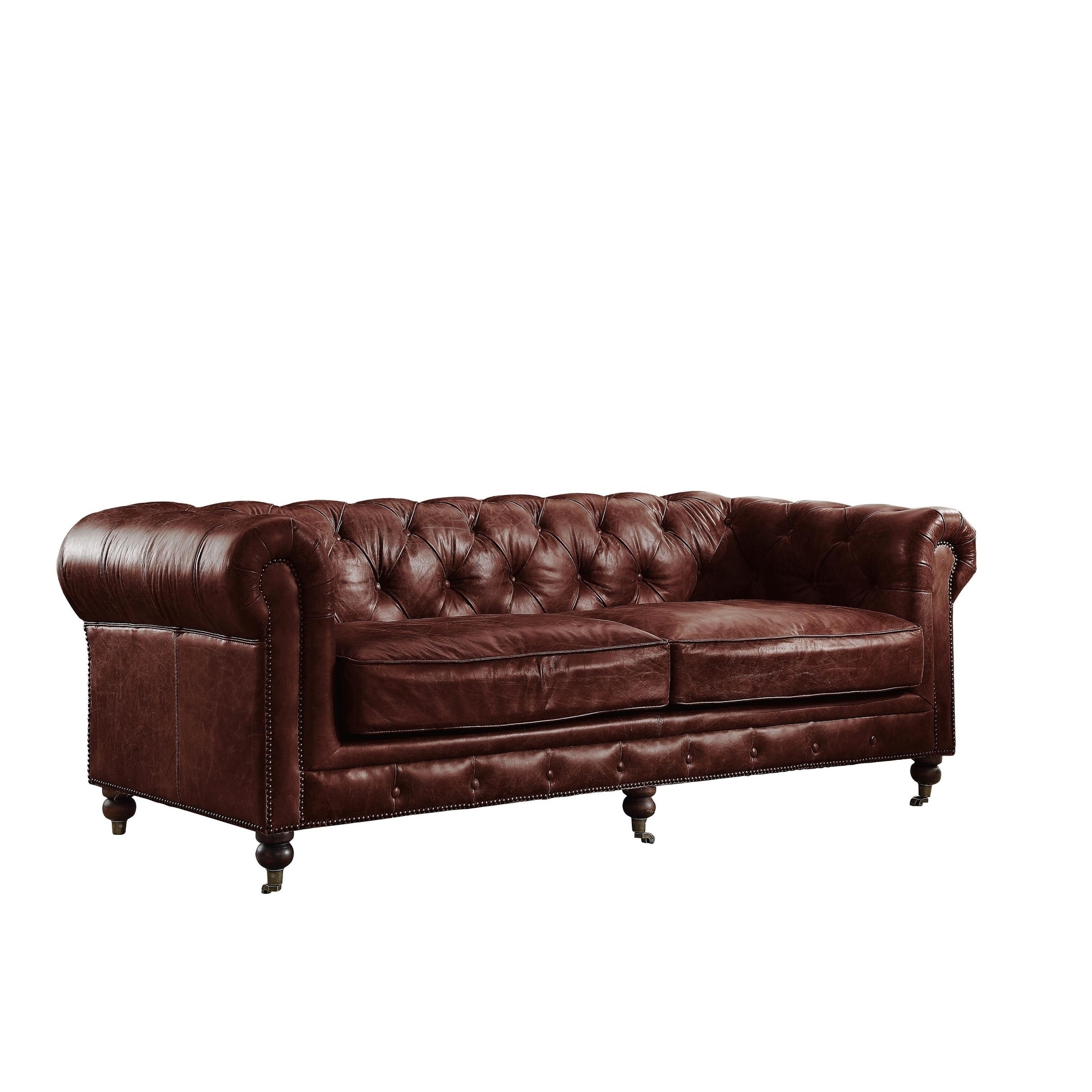 Acme Furniture Aberdeen Top Grain Leather Sofa Vintage Dark Brown Overstock 17668715