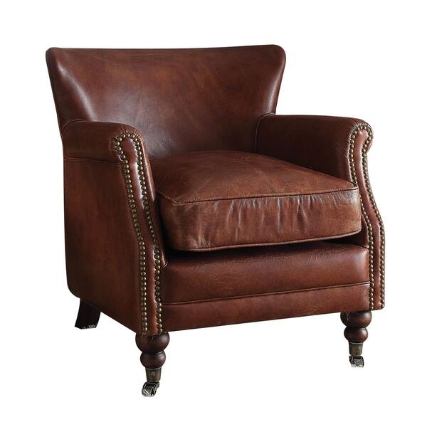 Shop Acme Furniture Leed Top Grain Leather Accent Chair Vintage