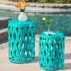 Thumbnail 3, Selen Outdoor 12-inch and 14-inch Lattice Nested Side Table Set by Christopher Knight Home. Changes active main hero.