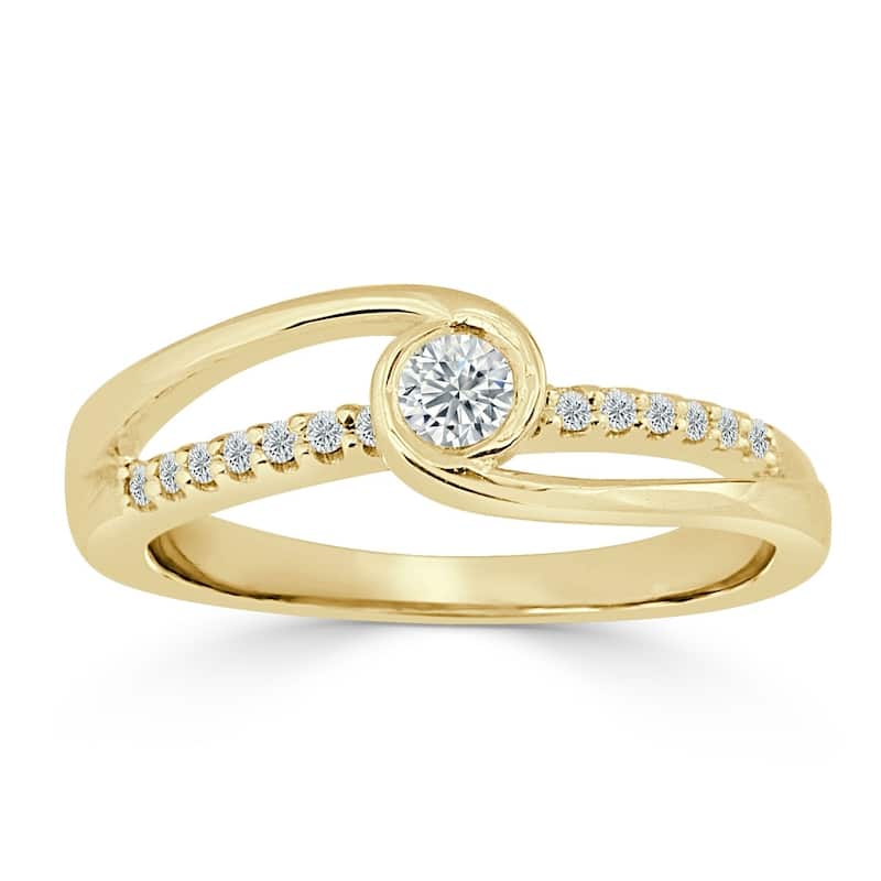 Auriya 14k Gold 1/4ctw Round Bezel Diamond Engagement Ring - 7.5 - Yellow