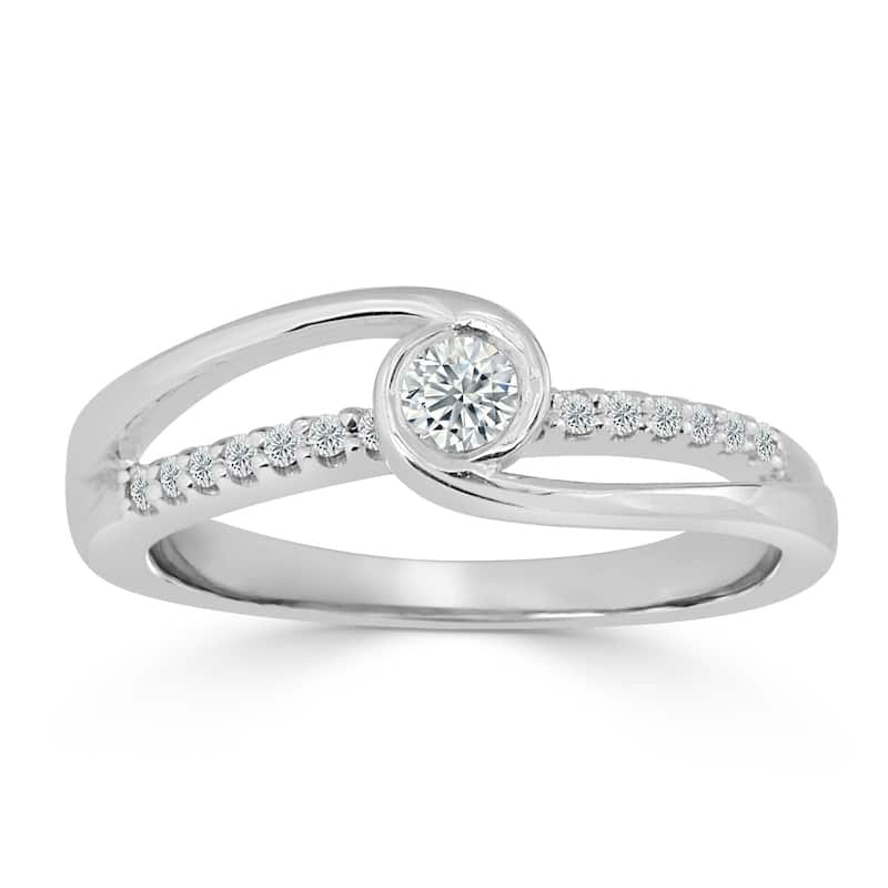 Auriya 14k Gold 1/4ctw Round Bezel Diamond Engagement Ring - 5 - White