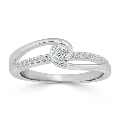 Auriya 14k Gold 1/4ctw Round Bezel Diamond Engagement Ring