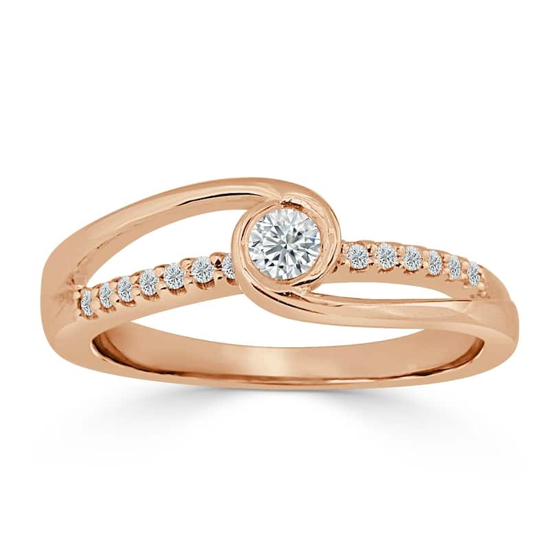 Auriya 14k Gold 1/4ctw Round Bezel Diamond Engagement Ring - 8.5 - Rose