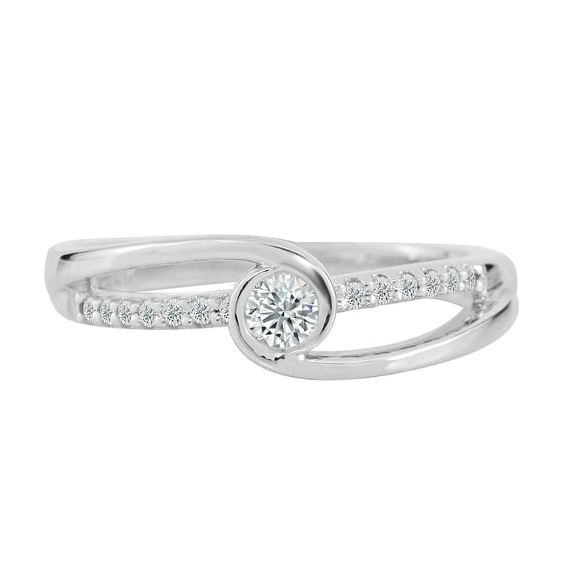 Auriya 14k Gold 1/4ctw Round Bezel Diamond Engagement Ring