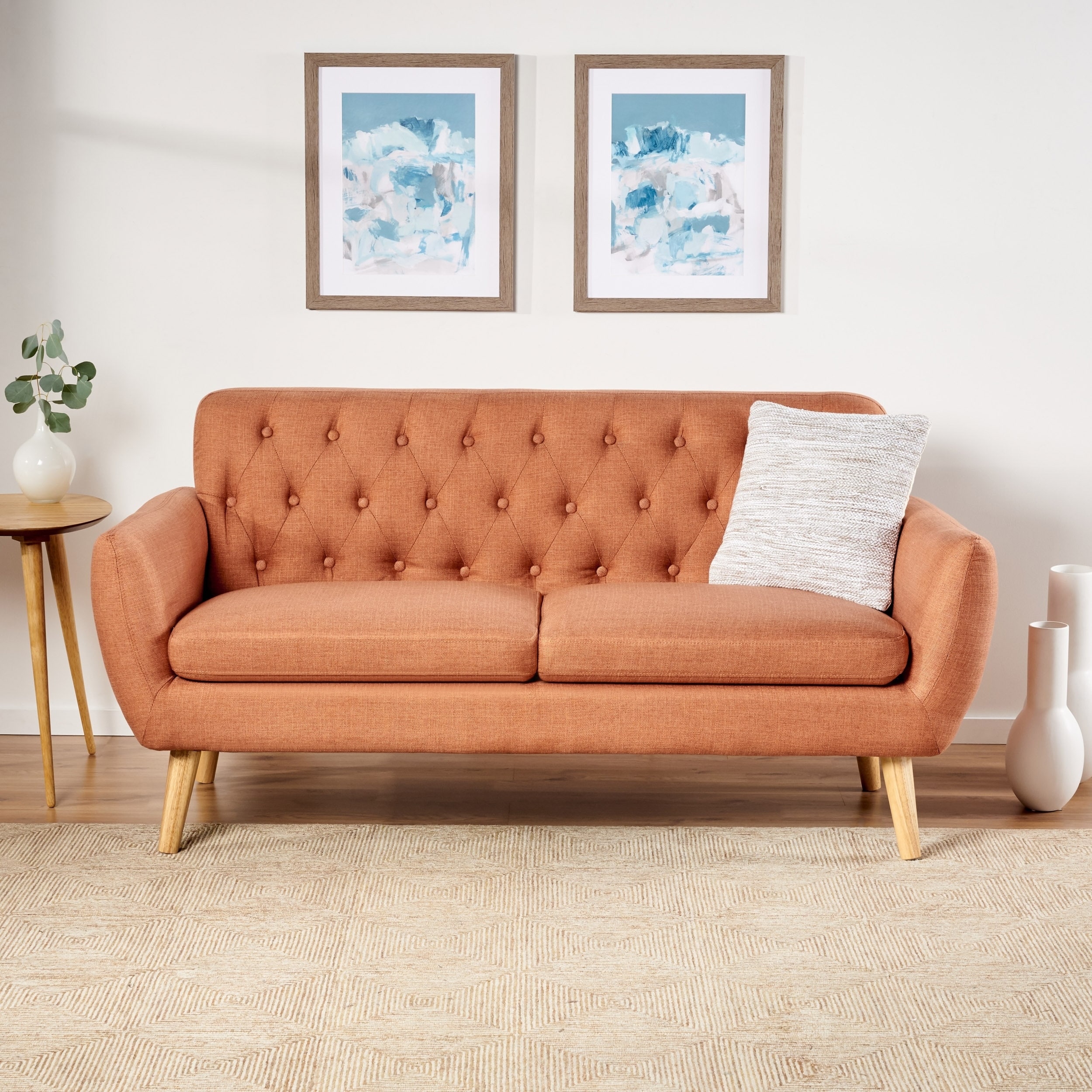 Bernice Mid Century Modern Petite Fabric Sofa By Christopher Knight Home 7239b9b6 4f72 4798 89b3 04fabe3469c2 