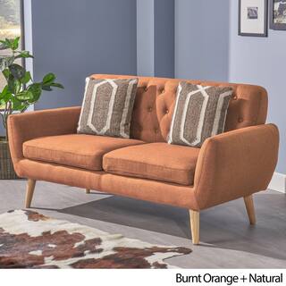 Orange Sofas Couches Online At Our Best Living Bernice Mid Century Modern Pee Fabric Sofa By Christopher Knight Home