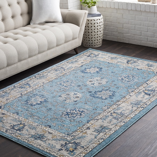 Huavied Teal Traditional Oriental Area Rug (7'10 x 10'3) - 7'10" x 10'3"