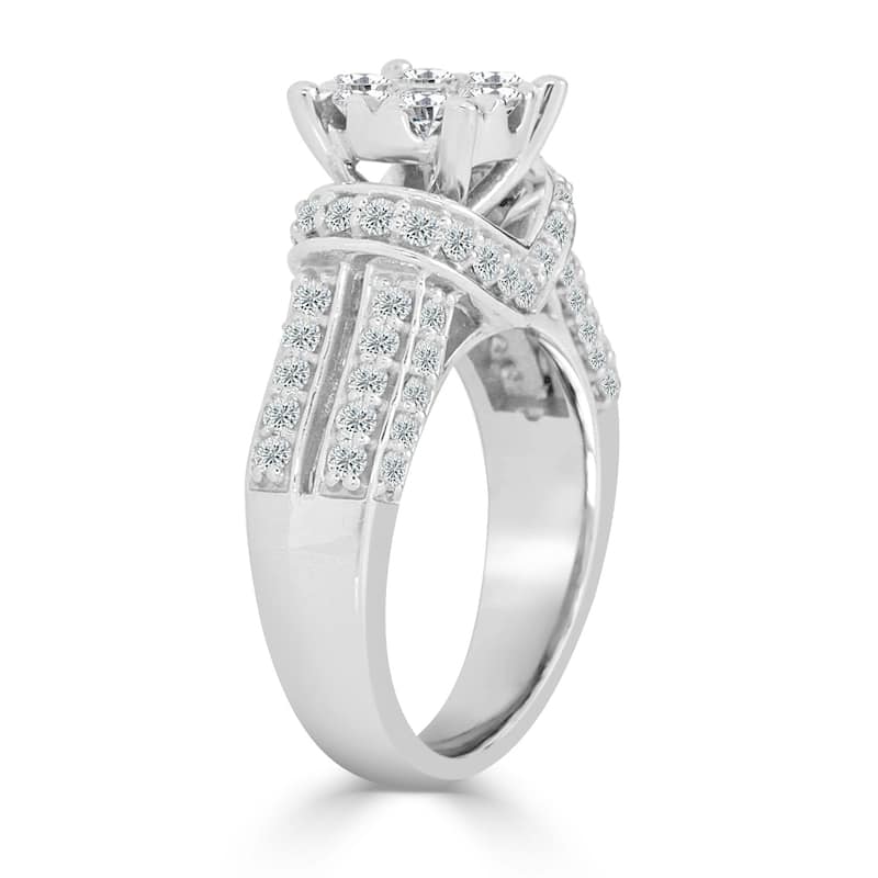 Auriya Modern 1 1/2ct TDW Round Cluster Diamond Engagement Ring 14K Gold