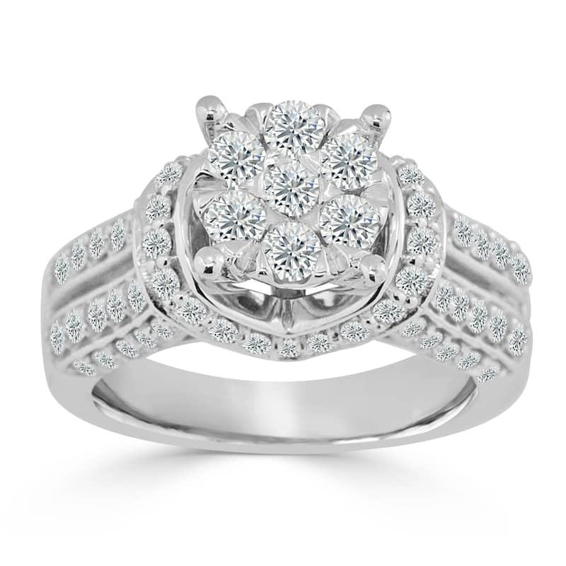 Auriya Modern 1 1/2ct TDW Round Cluster Diamond Engagement Ring 14K Gold