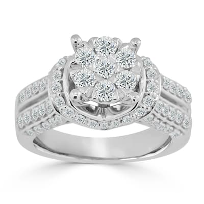 Auriya Modern 1 1/2ct TDW Round Cluster Diamond Engagement Ring 14K Gold