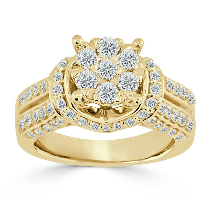 Auriya Modern 1 1/2ct TDW Round Cluster Diamond Engagement Ring 14K Gold
