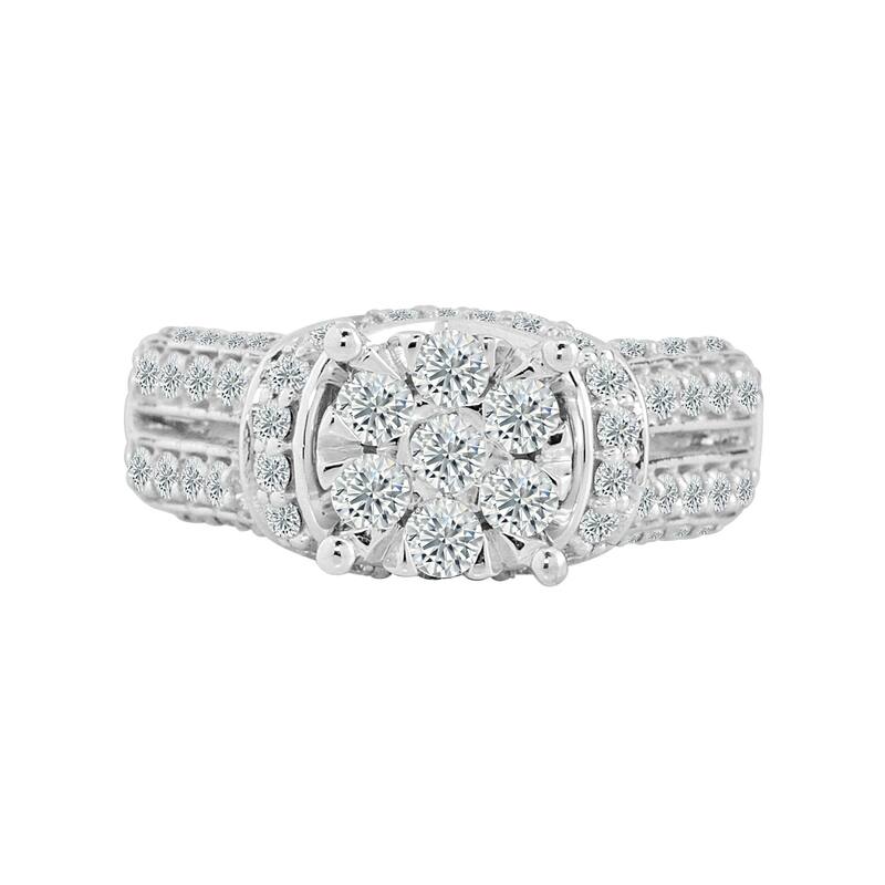 Auriya Modern 1 1/2ct TDW Round Cluster Diamond Engagement Ring 14K Gold