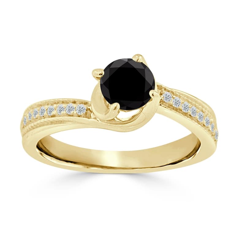 Auriya 14k Gold 3/4ctw Round Black Diamond Engagement Ring
