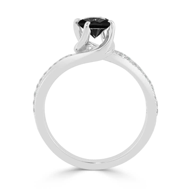 Auriya 14k Gold 3/4ctw Round Black Diamond Engagement Ring
