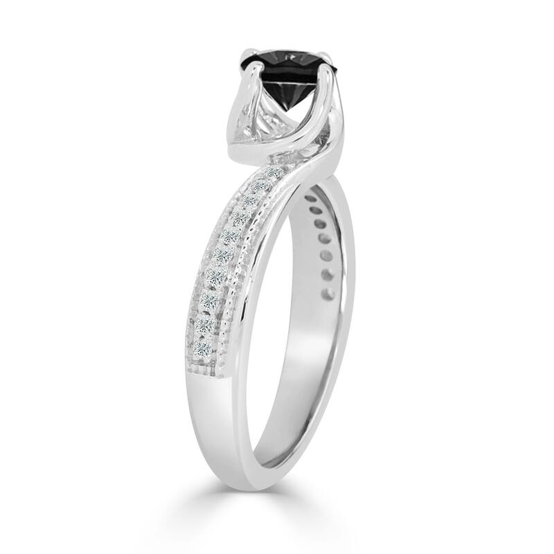 Auriya 14k Gold 3/4ctw Round Black Diamond Engagement Ring