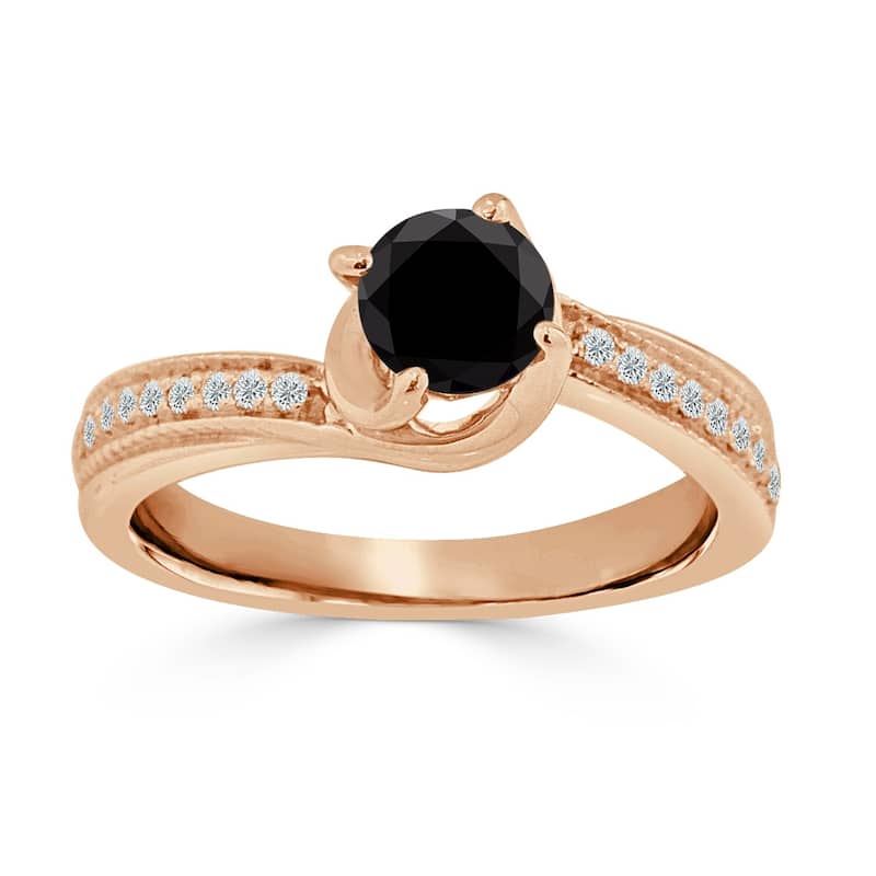 Auriya 14k Gold 3/4ctw Round Black Diamond Engagement Ring