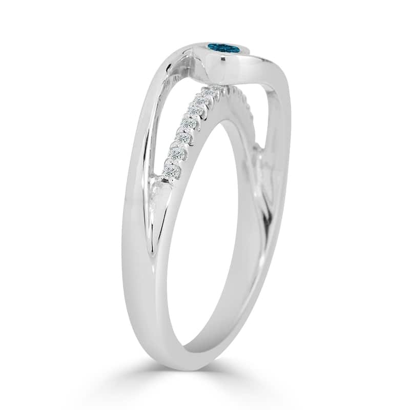 Auriya 1/4ctw Blue Diamond Bezel Set Engagement Ring 14K Gold