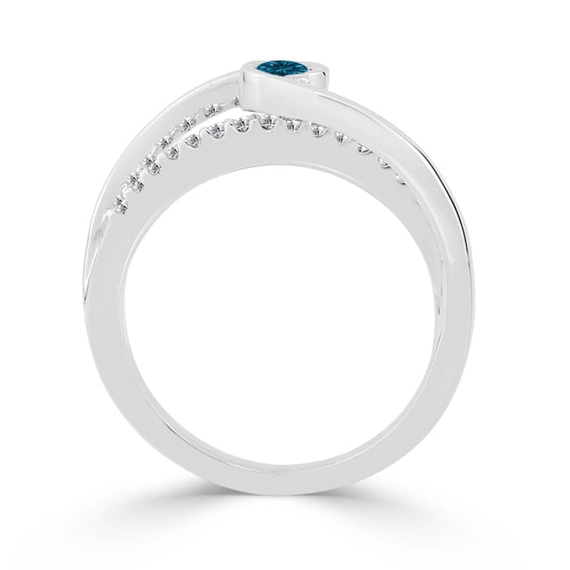Auriya 1/4ctw Blue Diamond Bezel Set Engagement Ring 14K Gold