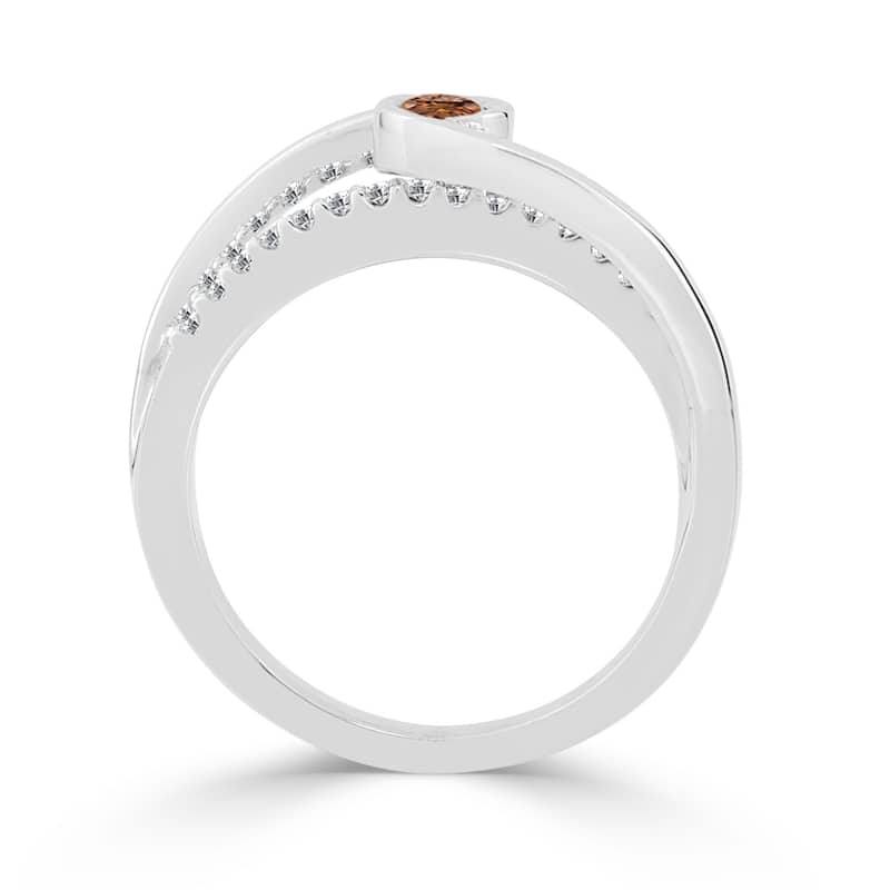 Auriya 1/4ct TDW Round Brown Diamond Bezel Engagement Ring 14k Gold