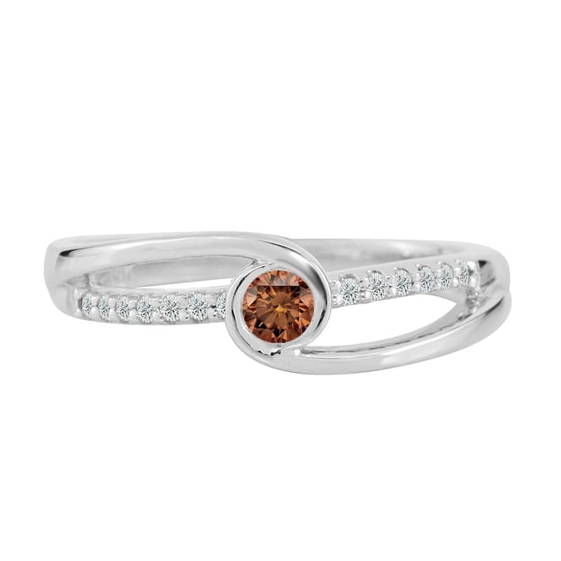 Auriya 1/4ct TDW Round Brown Diamond Bezel Engagement Ring 14k Gold
