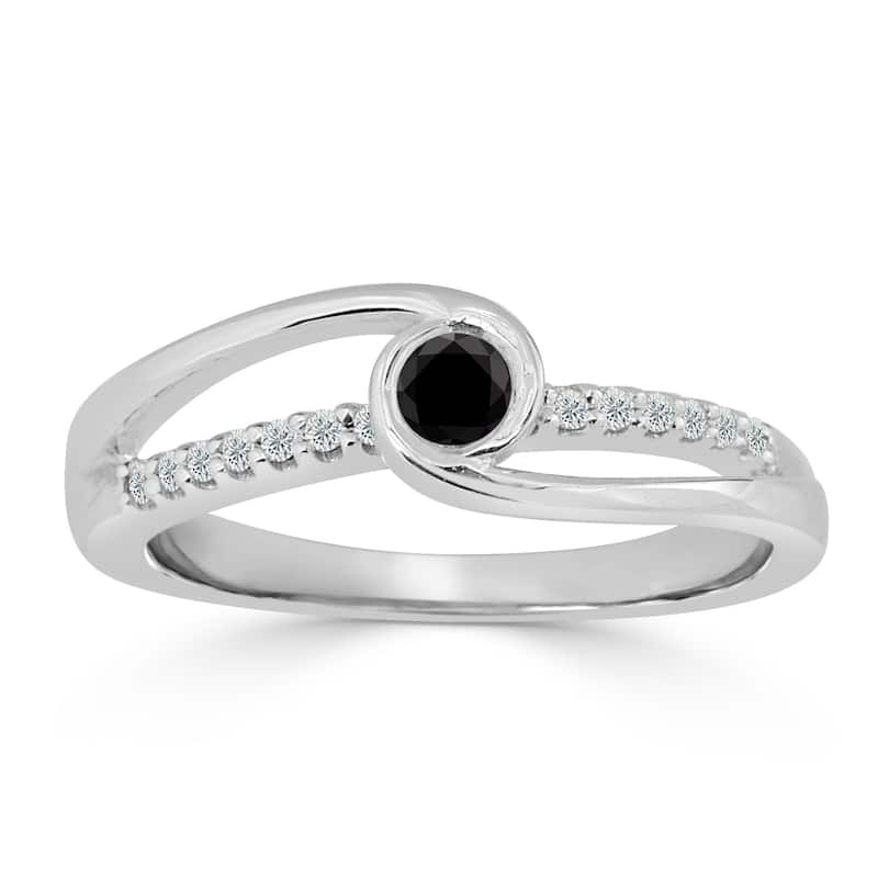 Auriya 1/4ctw Black Diamond Bezel Set Engagement Ring 14K Gold