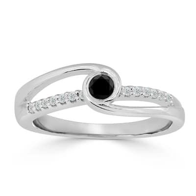 Auriya 1/4ctw Black Diamond Bezel Set Engagement Ring 14K Gold