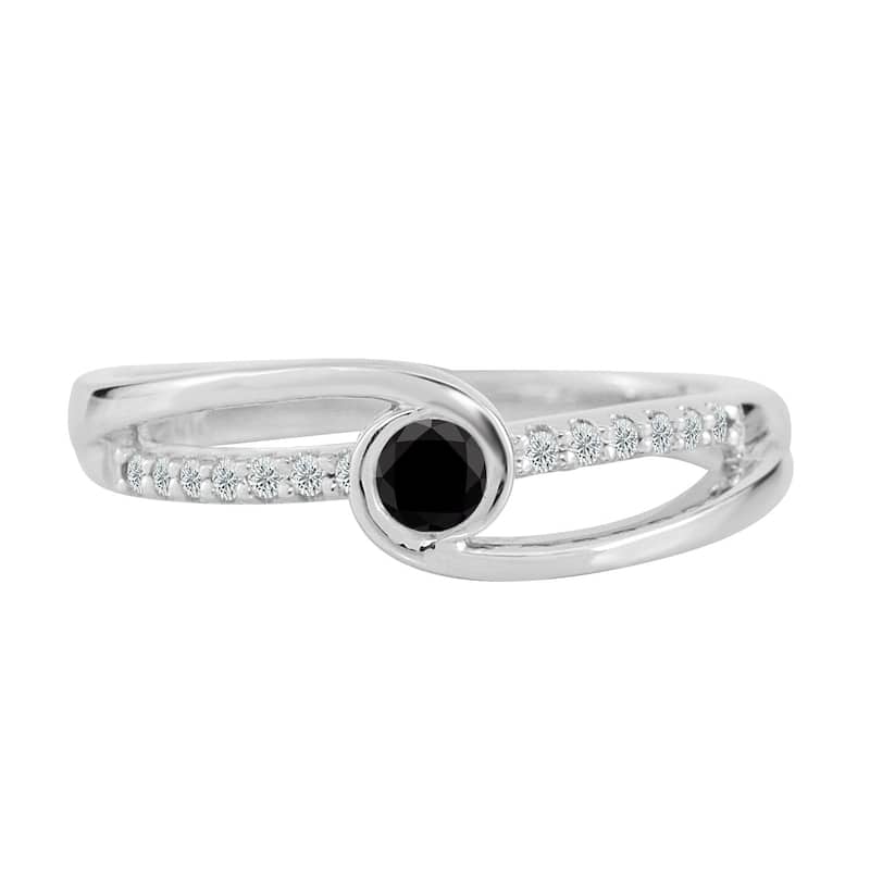 Auriya 1/4ctw Black Diamond Bezel Set Engagement Ring 14K Gold