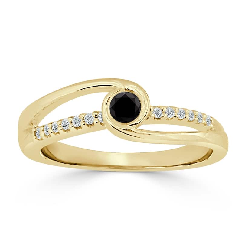 Auriya 1/4ctw Black Diamond Bezel Set Engagement Ring 14K Gold