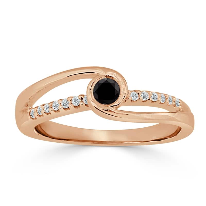 Auriya 1/4ctw Black Diamond Bezel Set Engagement Ring 14K Gold