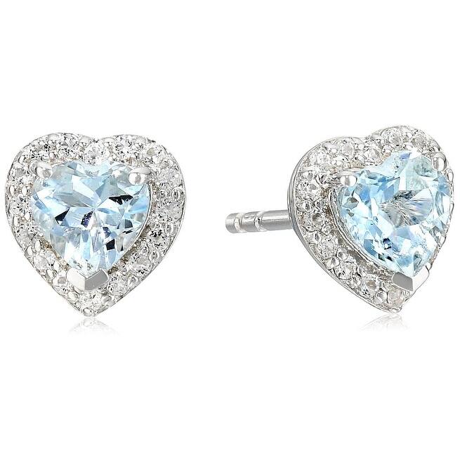 Gold-plated Silver Morganite Heart Halo Earrings