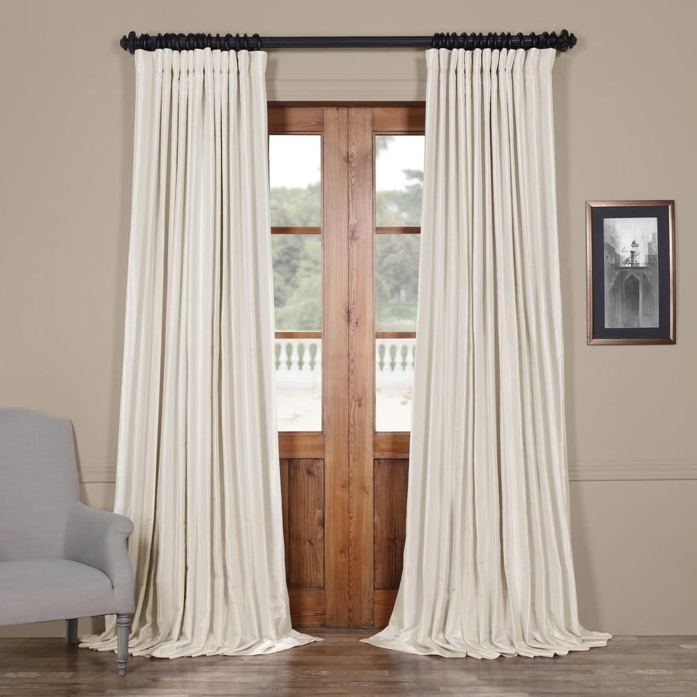 Exclusive Fabrics Blackout Extra Wide Vintage Textured Faux Dupioni Curtain 1 Panel On Sale Overstock 17675464