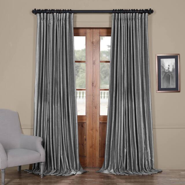 Exclusive Fabrics Blackout Extrawide Faux Dupioni Curtain (1 Panel) - 100 x 96 - Storm Grey