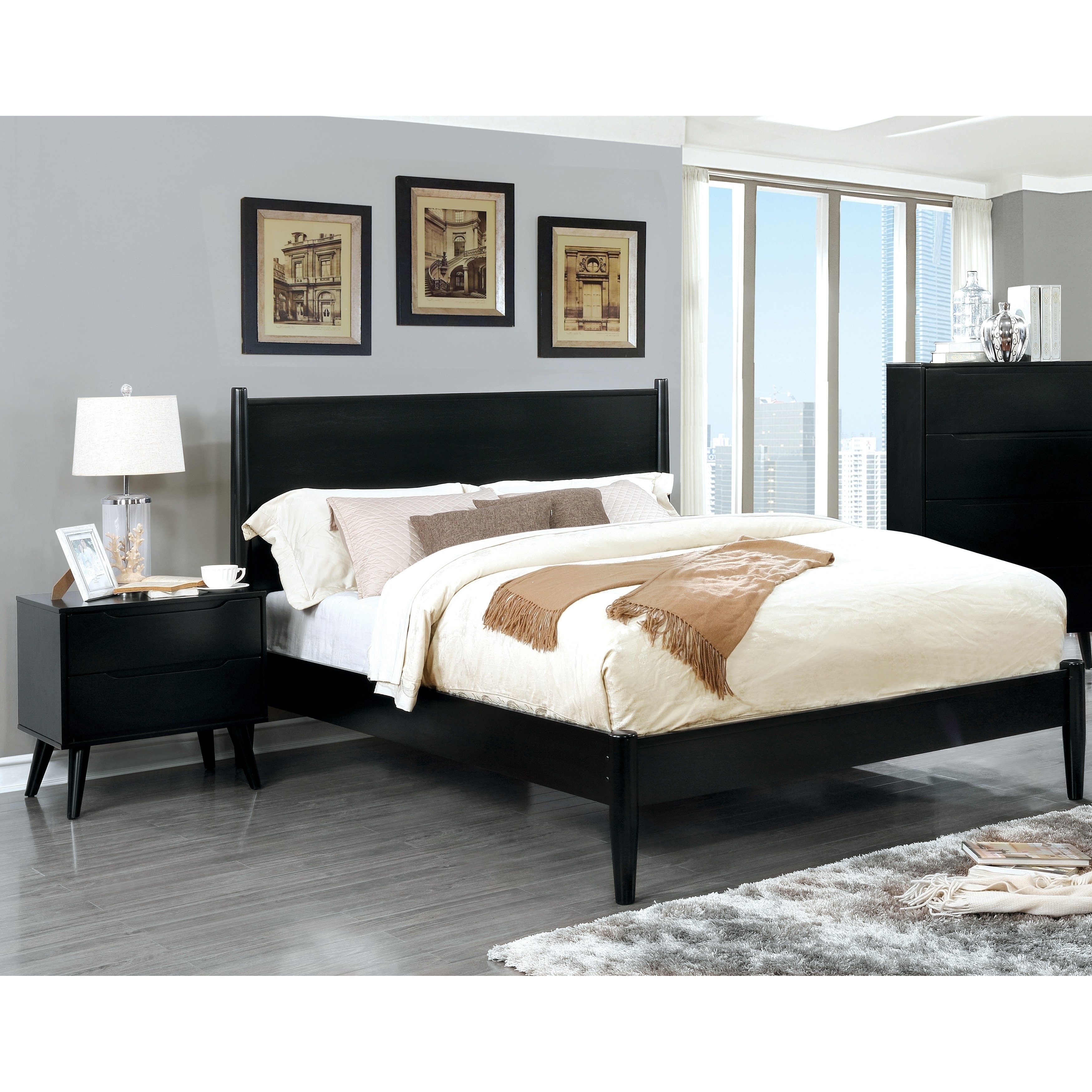 Furniture Of America Fopp Mid Century Black 2 Piece Bedroom Set