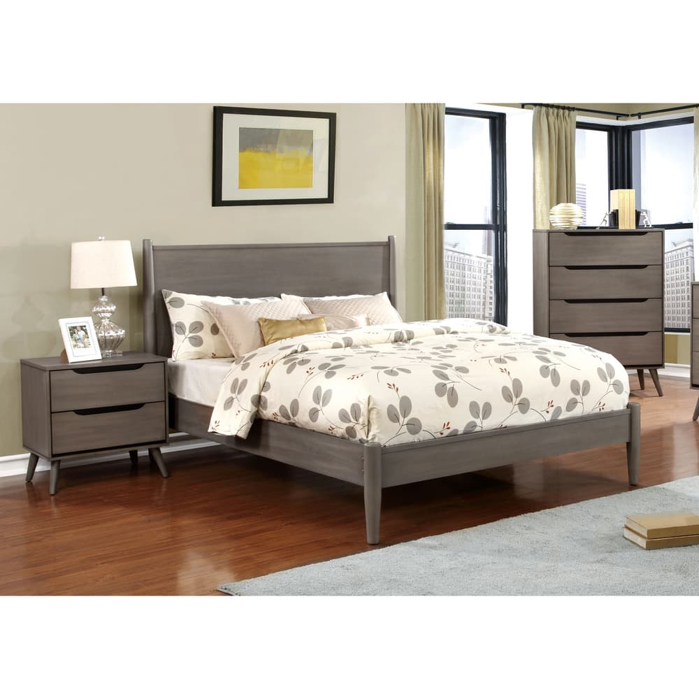 Bodo Mid-Century Modern Grey Wood 3-Piece Platform Bedroom Set by Carson Carrington