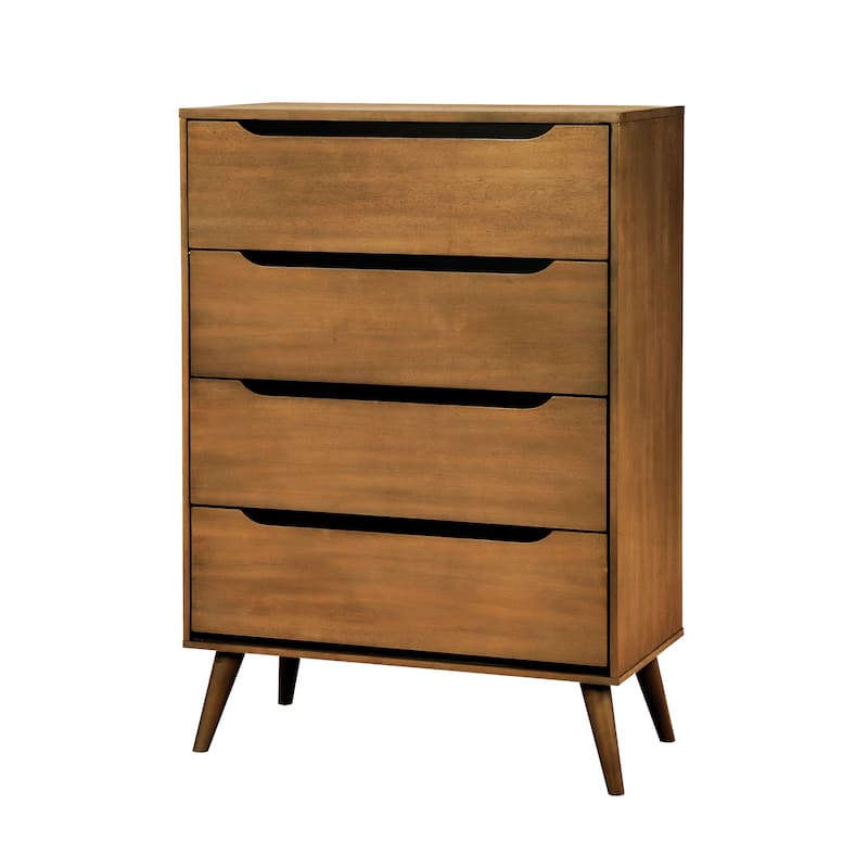 Fopp Mid-Century Modern Oak Wood 3-Piece Platform Bedroom Set by Furniture of America