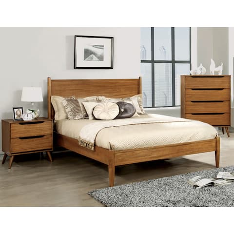 Furniture of America Fopp Mid-century Oak 3-piece Bedroom Set