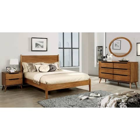 Furniture of America Coop Mid-century Oak 4-piece Bedroom Set