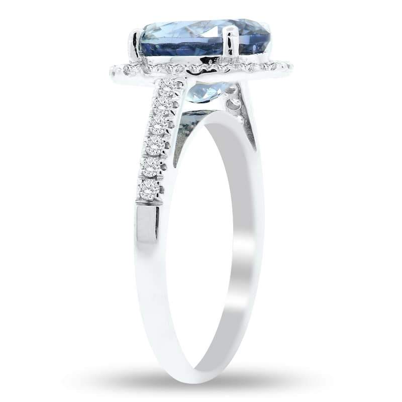 Auriya 14k Gold 4ct Tanzanite and 1/3ct TDW Round Diamonds Halo Engagement Ring