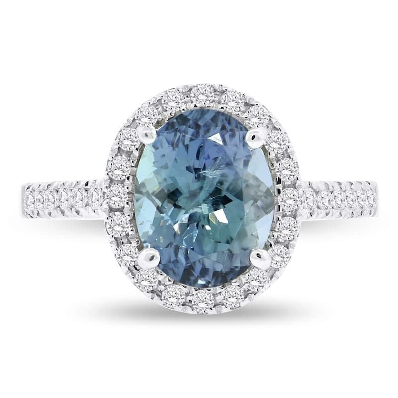 Auriya 14k Gold 4ct Tanzanite and 1/3ct TDW Round Diamonds Halo Engagement Ring