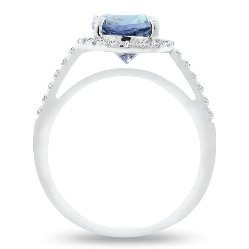 Auriya 14k Gold 4ct Tanzanite and 1/3ct TDW Round Diamonds Halo Engagement Ring