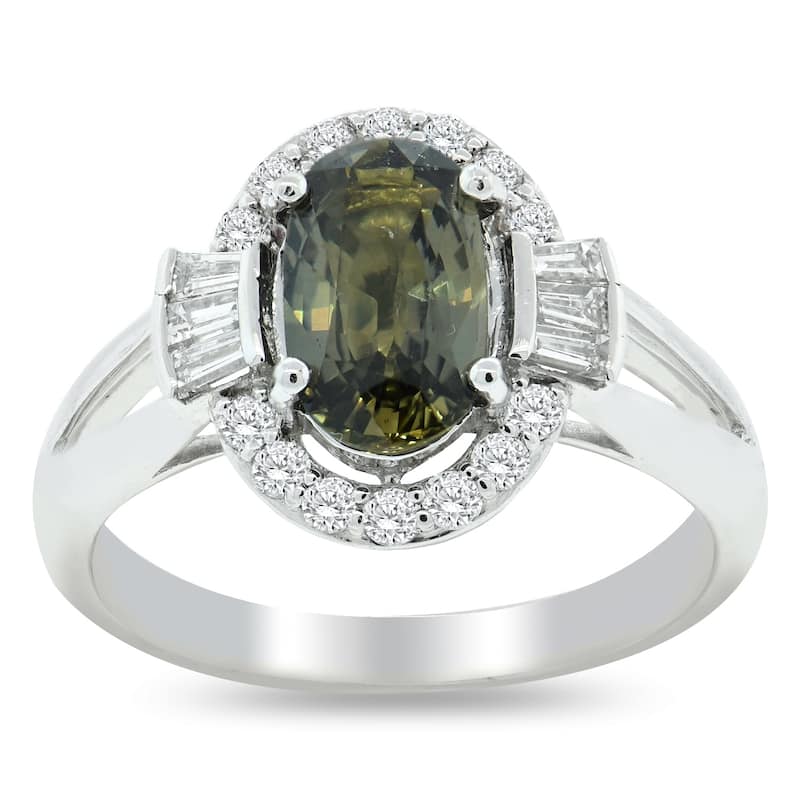 Auriya Platinum Certified 1 7/8ct Sapphire and 3/8ct TDW Round Diamonds Halo Engagement Ring