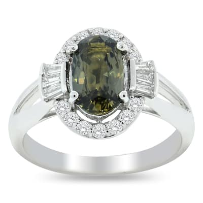 Auriya Platinum Certified 1 7/8ct Sapphire and 3/8ct TDW Round Diamonds Halo Engagement Ring