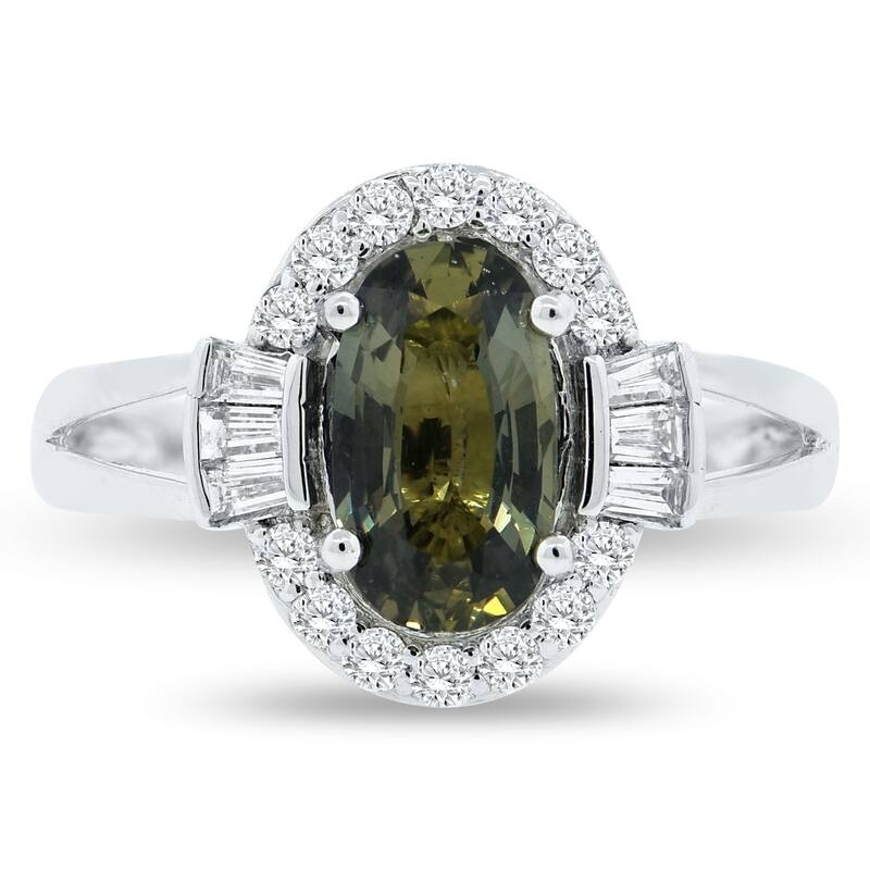 Auriya Platinum Certified 1 7/8ct Sapphire and 3/8ct TDW Round Diamonds Halo Engagement Ring