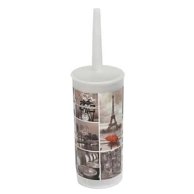 Evideco Cafe Paris Toilet Bowl Brush and Holder - 3.94"L x 3.94"W x 13.78"H