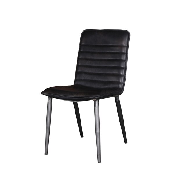 Acme Hosmer Black Top Grain Leather Dining Chair Set Of 2 N Acme Hosmer Black Top Grain Leather Dining Chair Set Of 2 N A