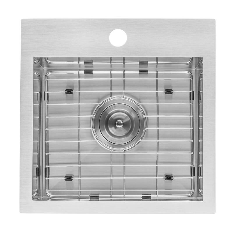 Ruvati 15 x 15 inch Drop-in Topmount Bar Prep Sink 16 Gauge Stainless Steel Single Bowl - - 15" X 15" - 15" X 15"